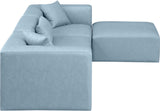 Cube Light Blue Vegan Leather Modular Sectional 668LtBlu-Sec4A Meridian Furniture