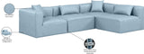 Cube Light Blue Vegan Leather Modular Sectional 668LtBlu-Sec4B Meridian Furniture