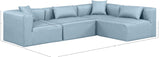 Cube Light Blue Vegan Leather Modular Sectional 668LtBlu-Sec4B Meridian Furniture