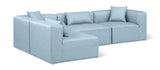 Cube Light Blue Vegan Leather Modular Sectional 668LtBlu-Sec4B Meridian Furniture