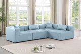 Cube Light Blue Vegan Leather Modular Sectional 668LtBlu-Sec4B Meridian Furniture