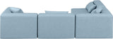 Cube Light Blue Vegan Leather Modular Sectional 668LtBlu-Sec4B Meridian Furniture