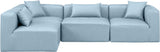 Cube Light Blue Vegan Leather Modular Sectional 668LtBlu-Sec4B Meridian Furniture