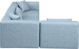 Cube Light Blue Vegan Leather Modular Sectional 668LtBlu-Sec4B Meridian Furniture