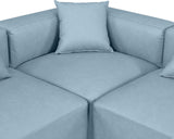 Cube Light Blue Vegan Leather Modular Sectional 668LtBlu-Sec4B Meridian Furniture