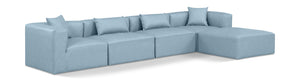 Cube Light Blue Vegan Leather Modular Sectional 668LtBlu-Sec5A Meridian Furniture