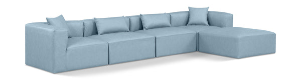 Cube Light Blue Vegan Leather Modular Sectional 668LtBlu-Sec5A Meridian Furniture
