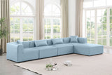 Cube Light Blue Vegan Leather Modular Sectional 668LtBlu-Sec5A Meridian Furniture