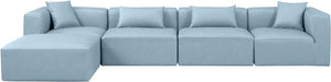 Cube Light Blue Vegan Leather Modular Sectional 668LtBlu-Sec5A Meridian Furniture