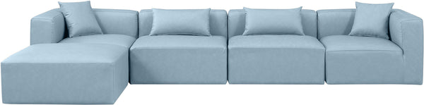 Cube Light Blue Vegan Leather Modular Sectional 668LtBlu-Sec5A Meridian Furniture