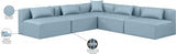 Cube Light Blue Vegan Leather Modular Sectional 668LtBlu-Sec5B Meridian Furniture