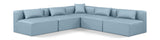 Cube Light Blue Vegan Leather Modular Sectional 668LtBlu-Sec5B Meridian Furniture