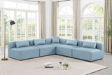 Cube Light Blue Vegan Leather Modular Sectional 668LtBlu-Sec5B Meridian Furniture