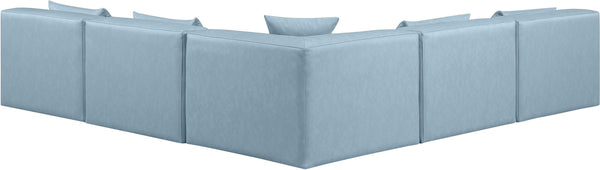 Cube Light Blue Vegan Leather Modular Sectional 668LtBlu-Sec5B Meridian Furniture