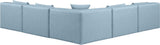 Cube Light Blue Vegan Leather Modular Sectional 668LtBlu-Sec5B Meridian Furniture