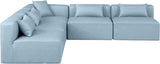 Cube Light Blue Vegan Leather Modular Sectional 668LtBlu-Sec5B Meridian Furniture