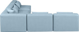 Cube Light Blue Vegan Leather Modular Sectional 668LtBlu-Sec5B Meridian Furniture