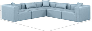 Cube Light Blue Vegan Leather Modular Sectional 668LtBlu-Sec5C Meridian Furniture