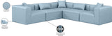 Cube Light Blue Vegan Leather Modular Sectional 668LtBlu-Sec5C Meridian Furniture