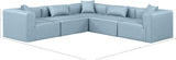 Cube Light Blue Vegan Leather Modular Sectional 668LtBlu-Sec5C Meridian Furniture