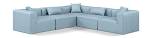 Cube Light Blue Vegan Leather Modular Sectional 668LtBlu-Sec5C Meridian Furniture