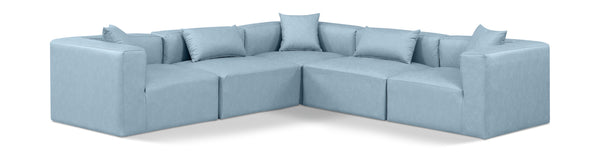 Cube Light Blue Vegan Leather Modular Sectional 668LtBlu-Sec5C Meridian Furniture
