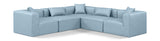 Cube Light Blue Vegan Leather Modular Sectional 668LtBlu-Sec5C Meridian Furniture