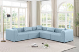 Cube Light Blue Vegan Leather Modular Sectional 668LtBlu-Sec5C Meridian Furniture