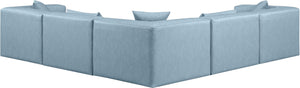 Cube Light Blue Vegan Leather Modular Sectional 668LtBlu-Sec5C Meridian Furniture