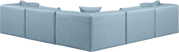 Cube Light Blue Vegan Leather Modular Sectional 668LtBlu-Sec5C Meridian Furniture