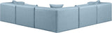 Cube Light Blue Vegan Leather Modular Sectional 668LtBlu-Sec5C Meridian Furniture