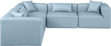 Cube Light Blue Vegan Leather Modular Sectional 668LtBlu-Sec5C Meridian Furniture