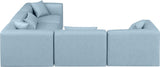 Cube Light Blue Vegan Leather Modular Sectional 668LtBlu-Sec5C Meridian Furniture