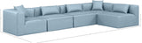 Cube Light Blue Vegan Leather Modular Sectional 668LtBlu-Sec5D Meridian Furniture