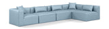 Cube Light Blue Vegan Leather Modular Sectional 668LtBlu-Sec5D Meridian Furniture