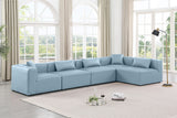 Cube Light Blue Vegan Leather Modular Sectional 668LtBlu-Sec5D Meridian Furniture