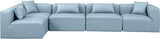 Cube Light Blue Vegan Leather Modular Sectional 668LtBlu-Sec5D Meridian Furniture