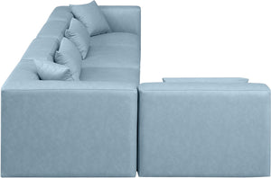 Cube Light Blue Vegan Leather Modular Sectional 668LtBlu-Sec5D Meridian Furniture