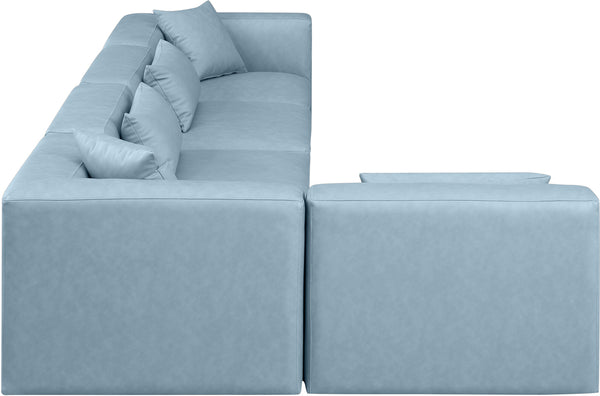 Cube Light Blue Vegan Leather Modular Sectional 668LtBlu-Sec5D Meridian Furniture