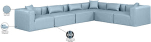 Cube Light Blue Vegan Leather Modular Sectional 668LtBlu-Sec6A Meridian Furniture