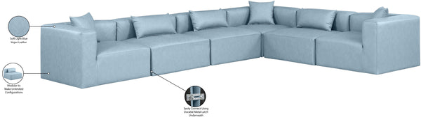 Cube Light Blue Vegan Leather Modular Sectional 668LtBlu-Sec6A Meridian Furniture