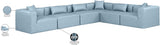 Cube Light Blue Vegan Leather Modular Sectional 668LtBlu-Sec6A Meridian Furniture