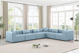 Cube Light Blue Vegan Leather Modular Sectional 668LtBlu-Sec6A Meridian Furniture