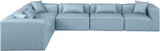 Cube Light Blue Vegan Leather Modular Sectional 668LtBlu-Sec6A Meridian Furniture