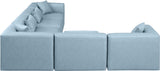 Cube Light Blue Vegan Leather Modular Sectional 668LtBlu-Sec6A Meridian Furniture