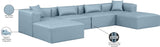 Cube Light Blue Vegan Leather Modular Sectional 668LtBlu-Sec6B Meridian Furniture