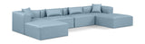 Cube Light Blue Vegan Leather Modular Sectional 668LtBlu-Sec6B Meridian Furniture