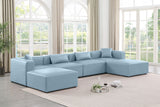 Cube Light Blue Vegan Leather Modular Sectional 668LtBlu-Sec6B Meridian Furniture