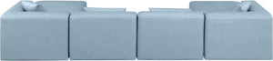 Cube Light Blue Vegan Leather Modular Sectional 668LtBlu-Sec6B Meridian Furniture