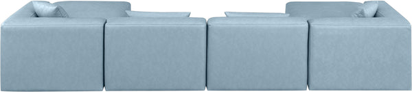 Cube Light Blue Vegan Leather Modular Sectional 668LtBlu-Sec6B Meridian Furniture